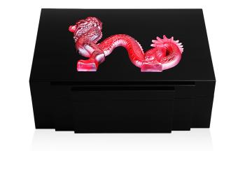 dragon jewellery box in limited edition (88 pieces), black lacquered with red crystal, large size red lalique 10203700 Dragon jewellery box in limited edition (88 pieces), black lacquered with red crystal, large size red - Lalique